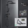 Gorbach Rainfall Shower Column without Tap Stainless Steel Adjustable Wall Mounted Shower Set Rain System with Rain Shower Head, She