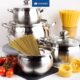 71KbhyY-9ML._AC_SL1500_.jpg Daniks Classic Batterie de Cuisine INOX avec Couvercles en Verre, 6 Pieces, Casseroles 161820 cm, Tous Feux Dont Induction, Echell