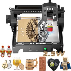 Acmer S1 Graveur Laser, DeCoupeuse Et Graveuse Laser Haute PreCision 2500 MW, Surface De Travail Portable 130 X 130 MM Convient Au B