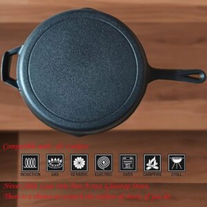 71LDfA0b0RL._AC_SL1200_.jpg La Cuisine Poele en fonte 25 cm avec revetement pre-assaisonne - Ideale pour l'interieur et l'exterieur, passe au four, sans PFOA ni