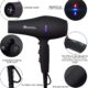 Basuwell Seche Cheveux Professionnel 2100W, Salon Seche-Cheveux avec Diffuseur,Peigne et Buse, Puissant AC Moteur (Noir)