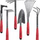FLORA GUARD 6 Pcs Garden Tools Stainless Steel Garden Tool Kit with 2-in-1 Hoe, Treulle, Rakes, Weeder Knife, Hammered Finish, for P