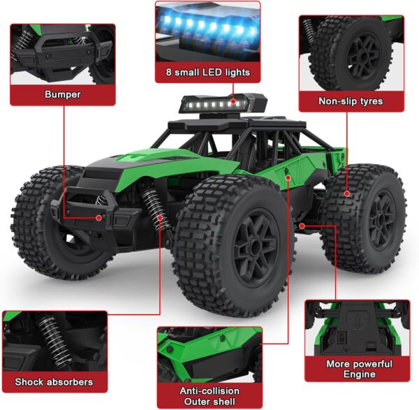 Voiture Telecommandee Tout Terrain, 1:20 Voiture de Course Radiocommandee 2.4Ghz RC Camion Telecommande Rechargeable Monster Truck J