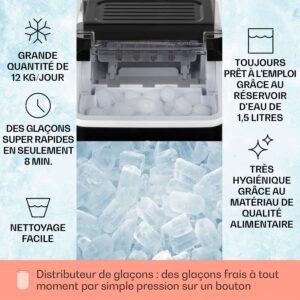 Machine à glaçons Klarstein 1,5 L, 12 kg, autonettoyante
