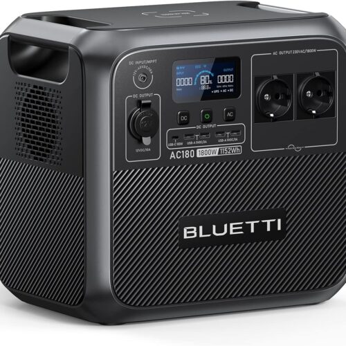 71LYRSN6OpL._AC_SL1500_.jpg BLUETTI AC180 Portable Electric Generator, 1152Wh LiFePO4 Battery with 2 AC Outputs 1800W (2700W Peak), 0-80 in 45 Min for Motorhom
