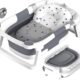 Rabb 1st Baignoire Bebe Pliable, La Baignoire Enfant Convient aux Nouveau Nes aux Tout Petits et Dispose d'un Tapis Antiderapant et