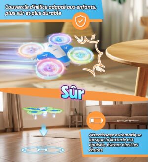 71LpQ4090bL._AC_SL1500_.jpg Korffe Mini drone pour enfants de 6 7 8 9 et 10 ans et plus, jouet avion telecommande pour enfants et debutants avec lumieres LED, i
