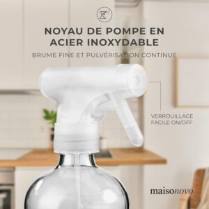 MaisoNovo vaporisateur en verre pour le nettoyage - 500 ml transparent lot de 2 avec 16 etiquettes - pulverisateur - spray vide - Sp