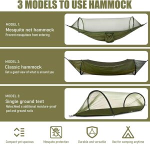 GLOSKIN Hamac de Camping, Hamac de Voyage Ultra-Leger 270 140 cm,Hamac Moustiquaire, Hamac Robuste et Durable avec Sac de Rangemen