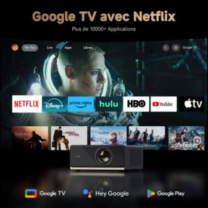 4K Video Projector1100 ANSIGoogle TV Official Netflix, Auto FocusKeystone Video Projector, WiFi Bluetooth Portable Video Proje