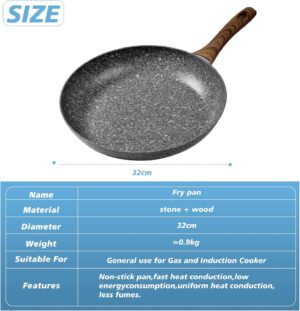 Rainberg Poele a frire en granit avec revetement antiadhesif, anti-rayures, compatible avec l'induction (32 cm)