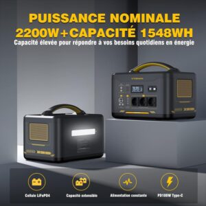 VTOMAN Jump 2200 Portable Electric Station 2200W, 1548Wh Solar Generator, LiFePO4 Battery with Car Battery Booster, Input Power Incr