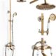 SINKTORY Retro Brass Shower Column with Mixer, Shower System Shower Set Wall Mounted Shower Kit with 20 cm Shower Head, Shower, Bath