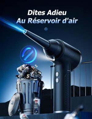 Compressed Air Blower, 100000 RPM PC Blower with 9000 mAh Battery, Dry Air Bomb Cleaning PC, 3 Speed Compressed Air Duster with LE