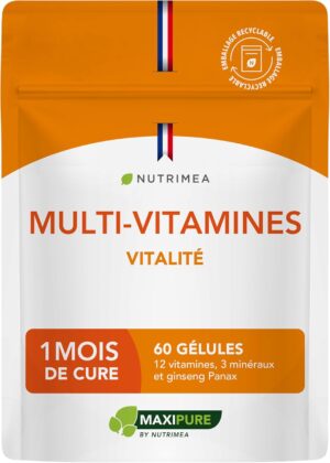 Multivitamines et Mineraux Avec Ginseng - Vitamines A, B1, B2, B3, B5, B6, B8, B9, B12, C, D3, E, Magnesium, Selenium et Zinc - En