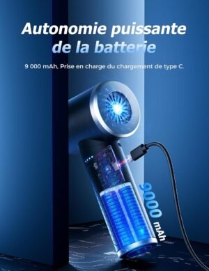 Compressed Air Blower, 100000 RPM PC Blower with 9000 mAh Battery, Dry Air Bomb Cleaning PC, 3 Speed Compressed Air Duster with LE