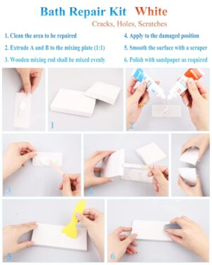 Kit réparation baignoire acrylique Endhokn blanc fissures