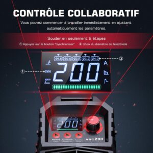 ARCCAPTAIN Poste a Souder ArcLift TIG 200 A avec Grand ecran LED, Poste a Souder Inverter avec Controle Synergique, Machine a Soude