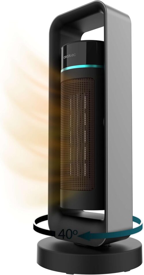 Cecotec Chauffage en Ceramique sur Pied ReadyWarm 2000 Max Ceramic Rotate Design. 2000 W, Technologie Ceramique, Oscillation 40o, 3