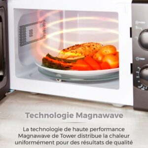 Tower T24034BLK Micro Onde - Four Micro-Onde - Micro-Ondes Multifonctions Manuel 20 L, 700 W, avec 5 Niveaux de Puissance et une Min