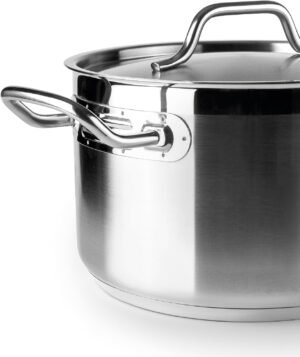 IBILI - Faitout avec couvercle inox Ebbe 22 cm, acier inoxydable 1810, compatible induction