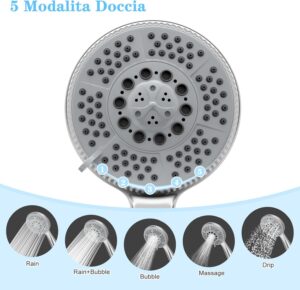 71NaaEdnZ-L._AC_SL1500_.jpg Vinabo Shower Head 1.5 m Flexible Steel Shower Tube, 5 Functions Multifunctional High Pressure Shower Jet, ABS Chrome Anti-Limesca