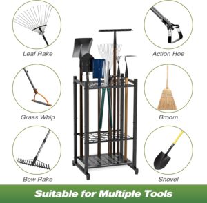 Garden Tool Organizer for Garage - Holds 35 Long Tools