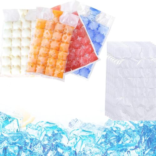 WOLMIK Ice Cube Bags 20 Pack - 480 Self Sealing Ice Cubes for Freezing, Disposable Ice Maker Bags Food Grade Polyethylene for Whiske