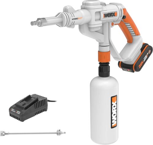WORX WP650E 20V Nettoyeur Haute Pression sans Fil Hydroshot PowerShare, Bouteille Graduee de 1 L, 1 Buse de Pulverisation