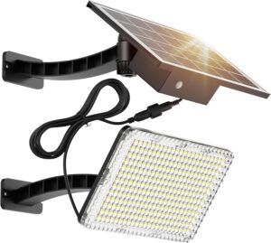 JACKYLED Lampe Solaire Puissante Exterieure de 1000 Lumens, Projecteur Led Solaire avec Batterie a Grande Capacite 5000 mAh, Eclaira