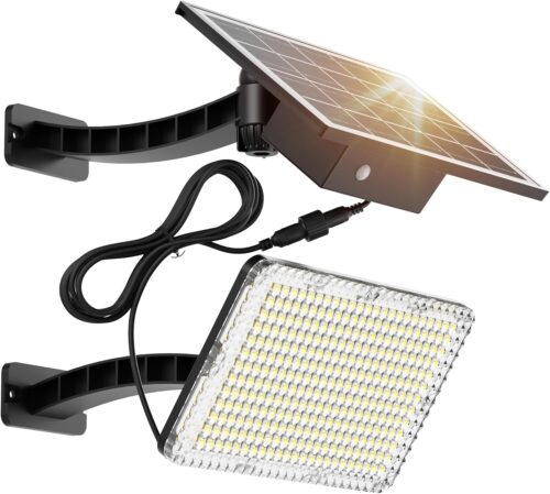 JACKYLED Lampe Solaire Puissante Exterieure de 1000 Lumens, Projecteur Led Solaire avec Batterie a Grande Capacite 5000 mAh, Eclaira
