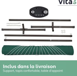 71NzhauAW4L._AC_SL1500_.jpg Hamac VITA5 avec support et table - 2 places d'extérieur
