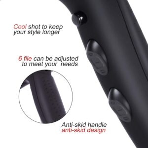 Basuwell Seche Cheveux Professionnel 2100W, Salon Seche-Cheveux avec Diffuseur,Peigne et Buse, Puissant AC Moteur (Noir)