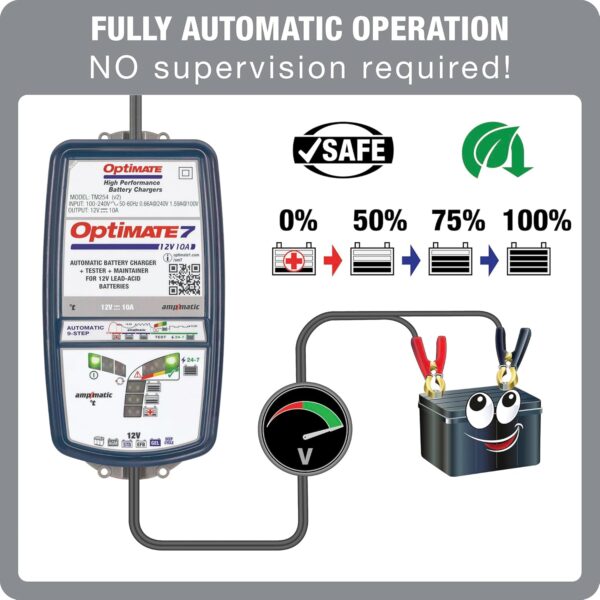 OptiMATE TM254 Optimate7 AmpMatic, 7 12V 10A Battery Charger