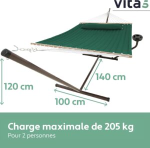 71OJLkrLKYL._AC_SL1500_.jpg Hamac VITA5 avec support et table - 2 places d'extérieur