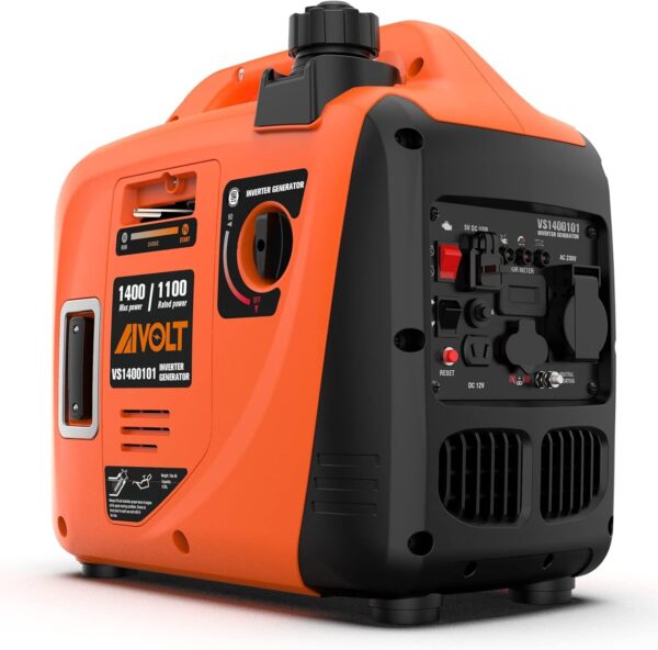 AIVOLT 1400W Gasoline Generator Set Silent Inverter Generator with AC 230VDC 12VUSB Type-A Outlets and 2.5L Tank Portable Lightwei