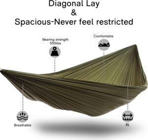 onewind Hamac de Camping de 335 cm avec moustiquaire, hamac Double ultraleger en Nylon Ripstop avec Sangles d'arbre, hamac Portable