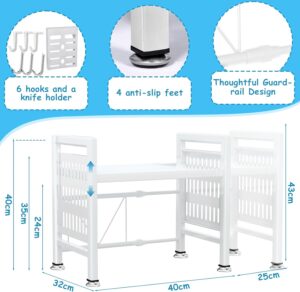 NLMWTI 2 Niveaux Extensible Etagere a Micro-Ondes Reglable, Support de Four a Micro-Ondes au Carbone, Organisateur de Rangement de C