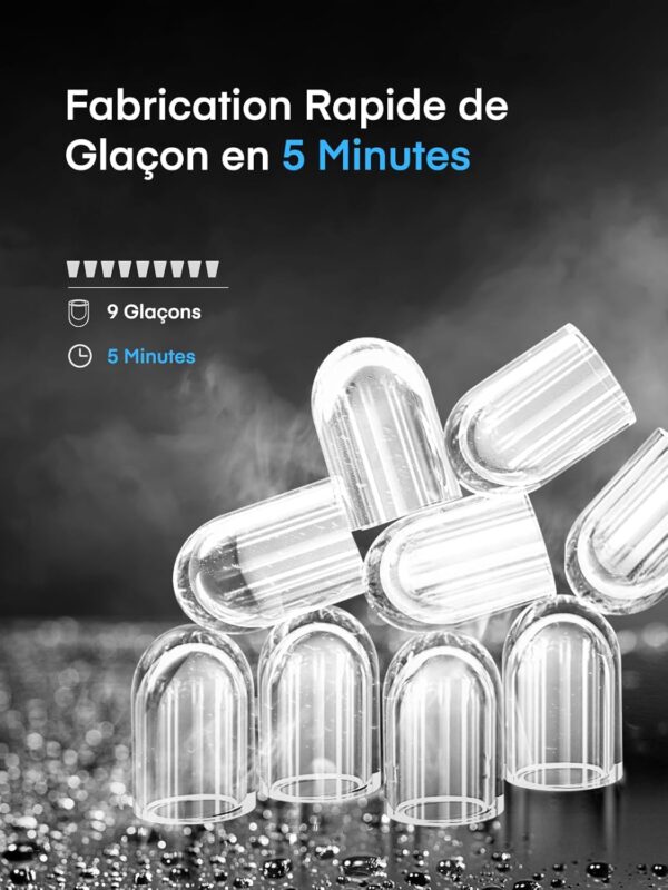 FOHERE Machine à Glaçons, 14Kg en 24h, 9 Glaçons en 5 Minutes, 2 Tailles de Glaçons, Ice Maker Portable de Comptoir, Appareil à Glac