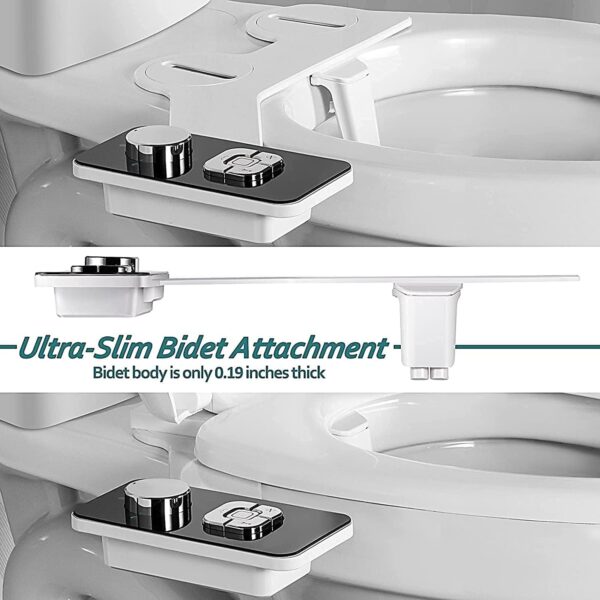 Samodra Pulverisateur Bidet non electrique avec double buses retractables autonettoyantes - Nettoyage avant et arriere - Bouton pous