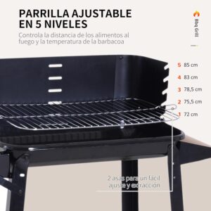 Barbecue au charbon Outsunny réglable étagères & roulettes