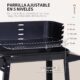 Barbecue au charbon Outsunny réglable étagères & roulettes