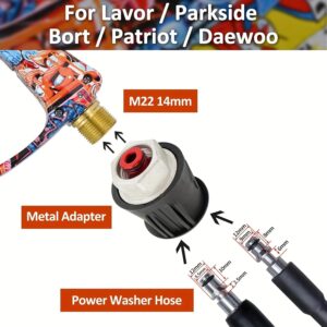 BEAR FORCE Pistolet pulverisateur pour nettoyeur haute pression M22- ID14MM avec connecteur rapide de 6,35 mm, 5 embouts de pulveris