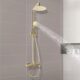 Golden Brass Shower Column Retro with Mixer Tap Set Stainless Steel Gold Shower System Mixer Shower Tap Thermostat Wall Mounted Show