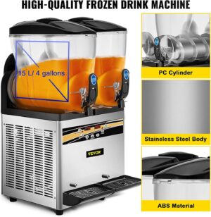 Machine à granité VEVOR 2 x 15 L en acier inox argenté