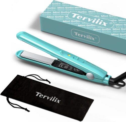 Terviiix Mini Fer Plat Ceramique pour Cheveux Courts et Franges Bouclees, Legers et Portables, Tension Mondiale pour les Voyages, av