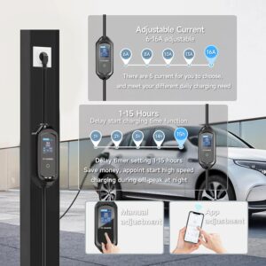 AFYEEV 3.6kW Electric Car Charger, 8101316A Switchable Current, Electric Car Charging Cable with Bag, IEC 62196-2, Type 2, 8 M