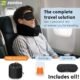 Coussin de Voyage Ergonomique en Mousse a Memoire - Oreiller de Support Cervical avec Soutien Lateral et Kit Sommeil - Oreiller de V