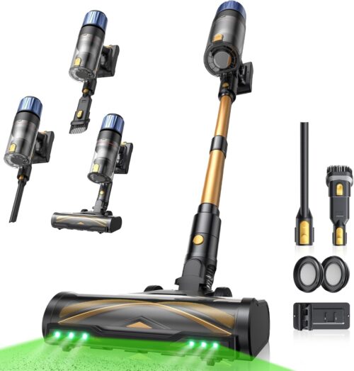 Proscenic P15 Aspirateur Balai sans Fil, 580W50Kpa70Min Aspirateur Sans Fil Puissant,Brosse Anti-Enchevetrement,Autoportante,Teles