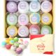 Boule de Bain, 12 coffret cadeau de bain fait a la main, Sel de Bain aux Huiles Essentielles Naturelles, Soin pour Peau Seche, pour